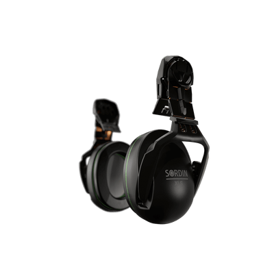 Sordin Classic XLS passive earmuffs, helmet-mounted, left side view