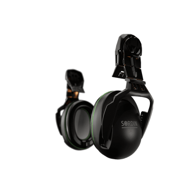 Sordin Classic EXC passive earmuffs, helmet-mounted, left side view