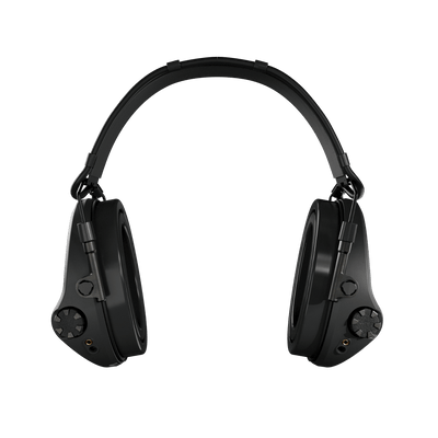 Sordin Supreme X2 BT electronic earmuffs, black headband with gel cushions, front view