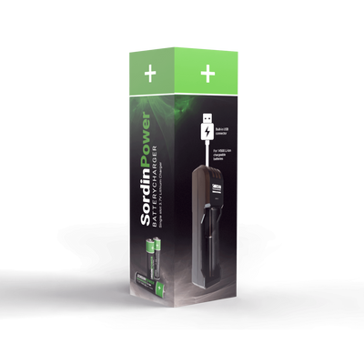 Sordin Power Charger for the 14500 battery, box view