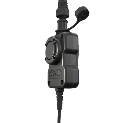 Sordin PTT single-com waterproof push-to-talk unit, detail view