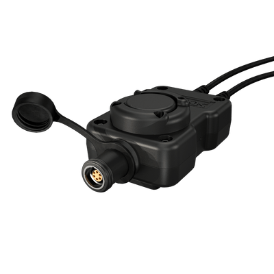 Sordin PTT dual-com waterproof push-to-talk unit, detail view