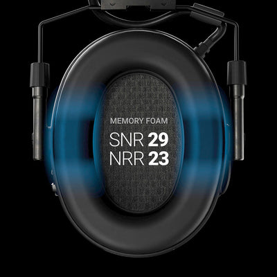 Sordin Supreme X2 BT headband with foam cushions, showing SNR and NRR attenuation ratings