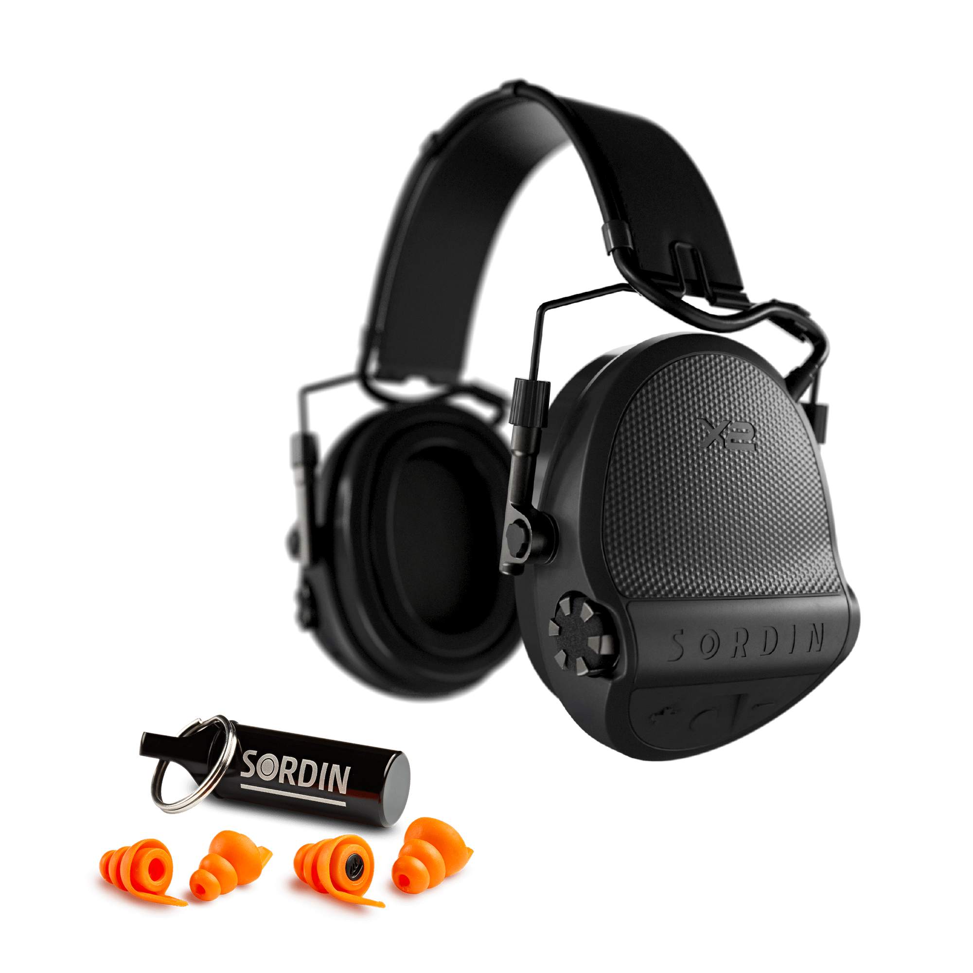 Sordin Hunting Bundle, Supreme X2 earmuffs on a black headband with gel cushions