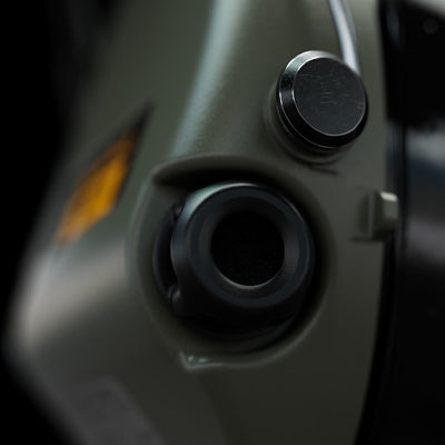 Close-up of the Sordin Supreme Pro-X microphone