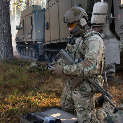 Sordin Supreme T2 tactical earmuffs shown in a lifestyle setting